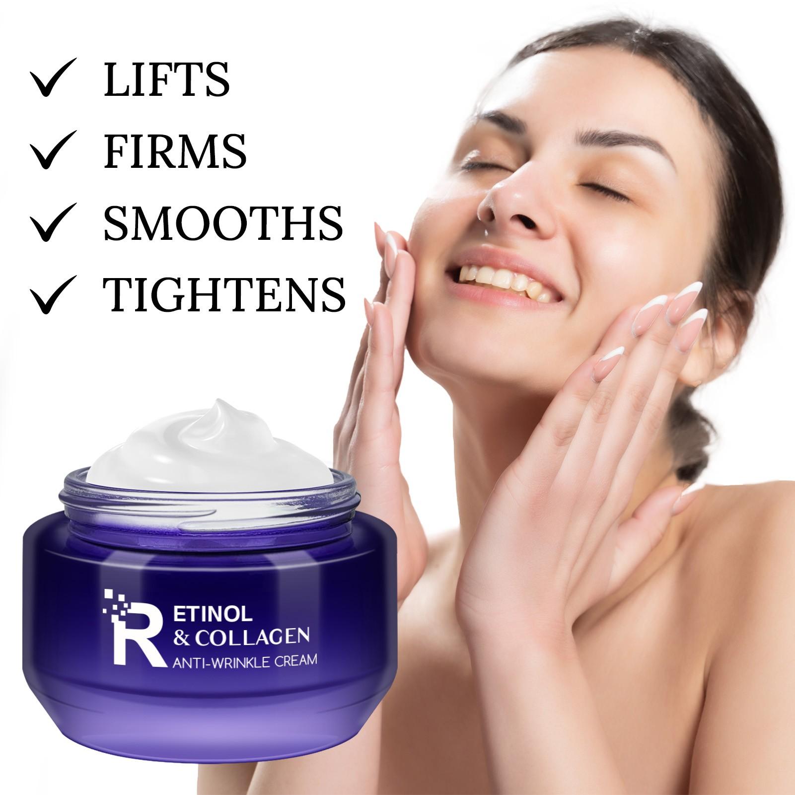 Retinol Face Cream, Anti-Wrinkle Collagen Moisturizer, Rich in Ceramides and Vitamin E, Deeply Nourishes and Hydrates, Fights Fine Lines