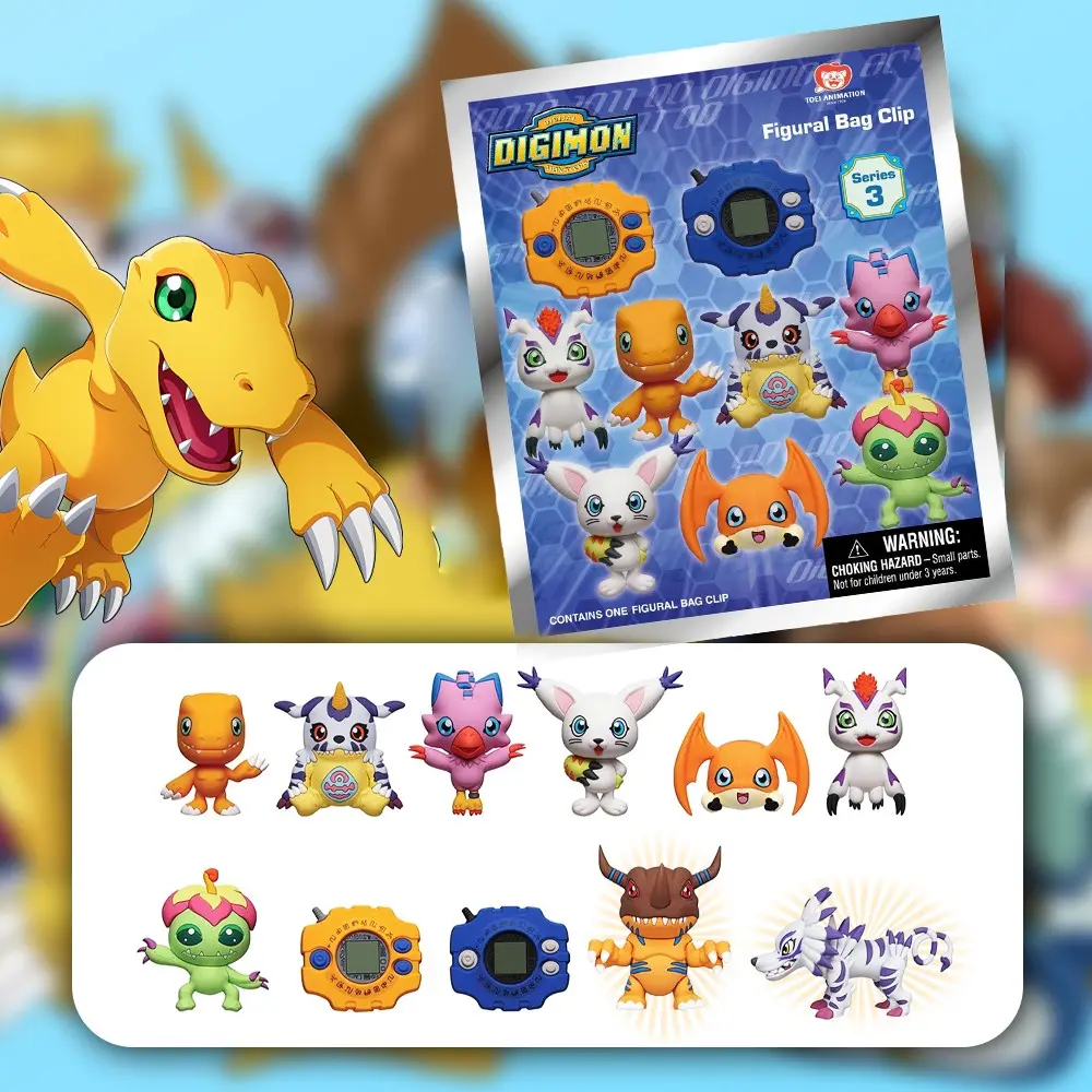 1PC Digimon Officially Licensed 3D Blind Box Figure Keychain Bag Clip Random Agumon Greymon Backpack Decor Anime Collectible