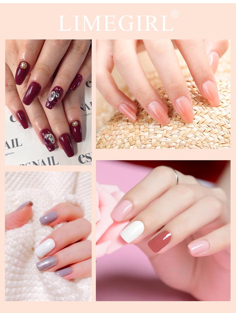 Limegirl Professional Poly Nail Gel Extension Kit, 1 Set Gel with 48W UV Lamp, 100Pcs Nail Extension Tips Nail Strengthener Builder with Soak-Off UV Gel, Manicure Salon Set，for Beginners，Gift for Women polygel  nail  kits manicure lover