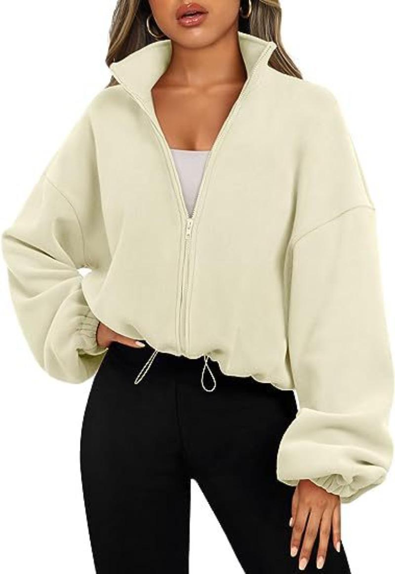 Women's Fleece Sports Jacket - Female Stand-Up Collar, Breathable, Zippered, Hand-Washable Outdoor Outerwear