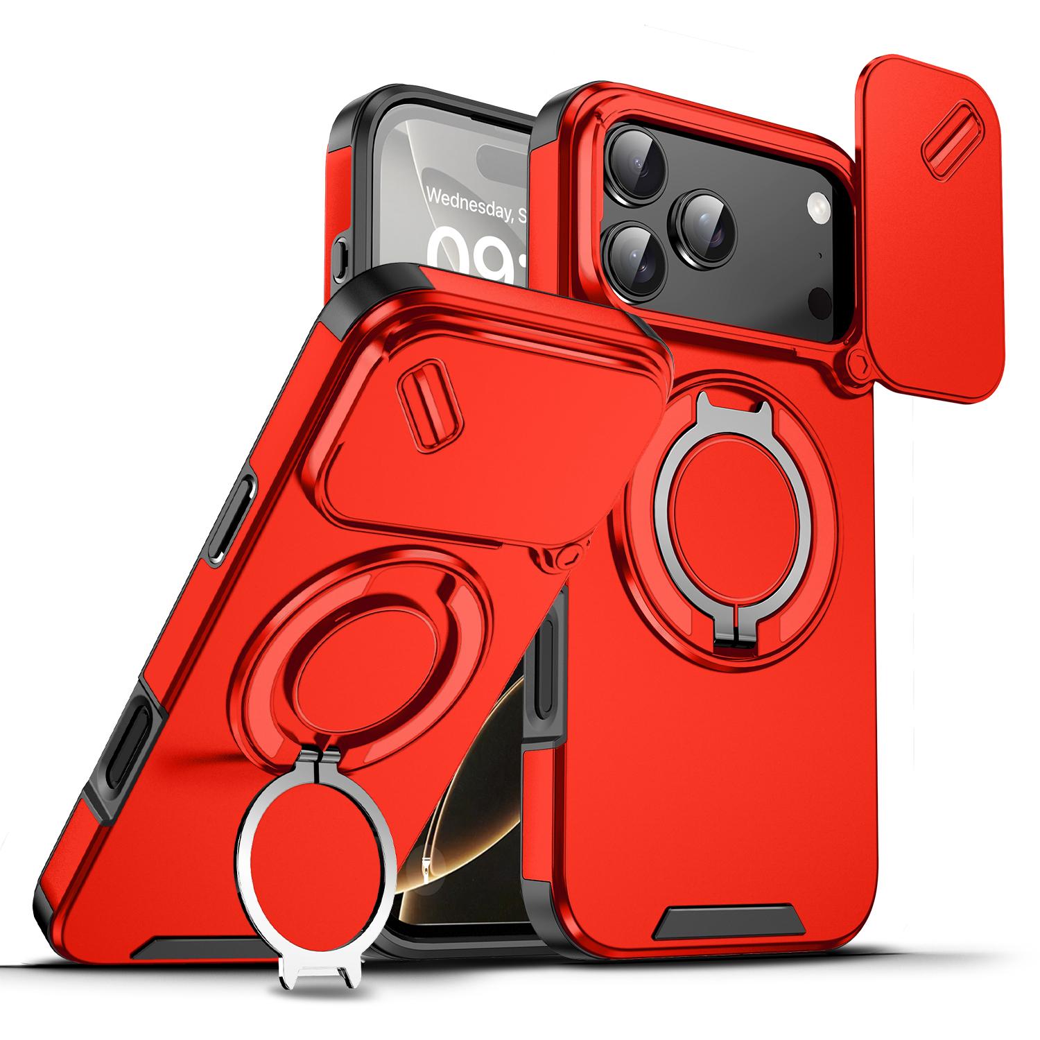 Heavy Duty Case for iPhone 17/16/15/14/13/12 Pro Max with Camera Lens Protector, 360 °   Rotating Ring Kickstand, Shockproof Rugged Military Grade Drop Protection Cover