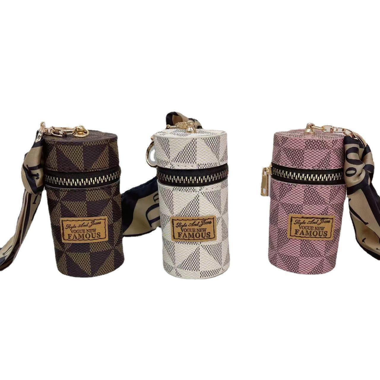 New Leather Luxury Jewelry Bucket Lipstick Bag Keychain Exquisite Personality Storage Bag Pendant Accessories Key Ring Gift