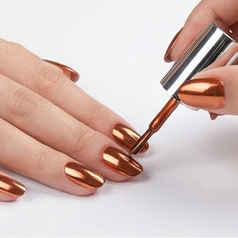 ELL LOUREL Mirror Effect Nail Polish, 10ml Copper Orange Quick-Dry Keratin-Infused Nail Varnish, Alcohol-Free, Long-Lasting High Gloss, Top Coat Required for Ultimate Mirror Shine, Ideal for Parties, Holidays & Special Occasions, Perfect Nail Gift, 0.34fl