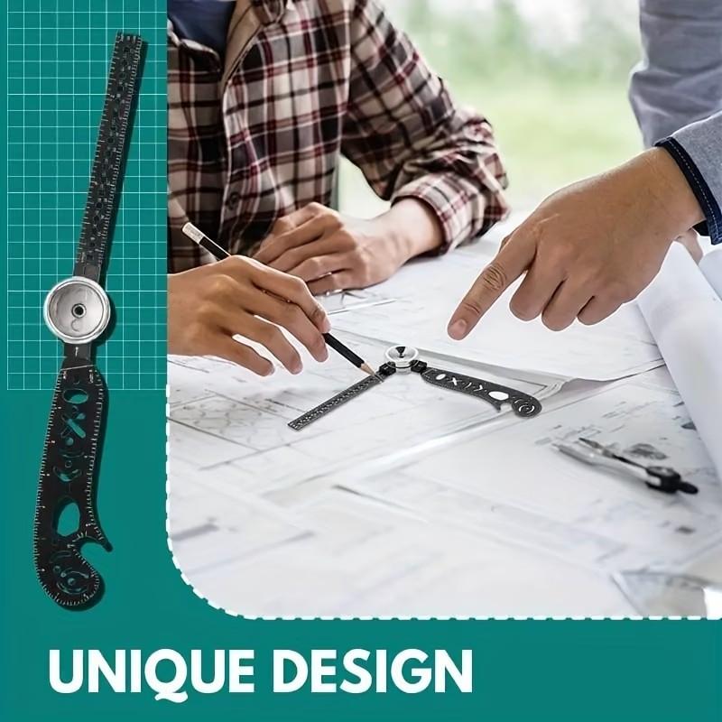 4pcs Magnetic Drawing Compass Set, Multi-Functional Engineering & Drafting Rulers, Ideal for Office Use, Essential Office Supplies