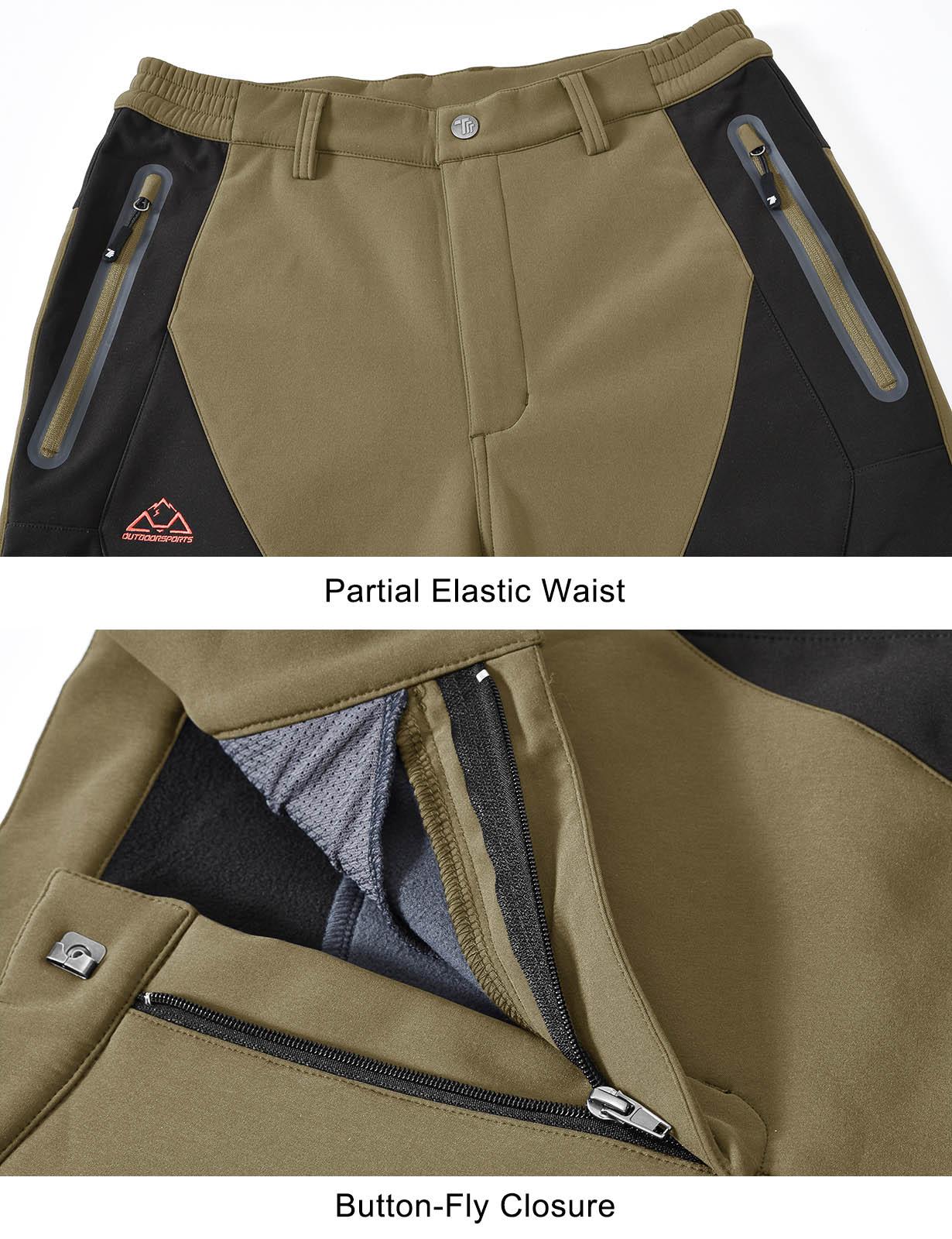 TBMPOY Men's Skiing Pants Waterproof Windproof Fleece Lined Hiking Cargo Insulated Pants Winter Warm Snow Pants