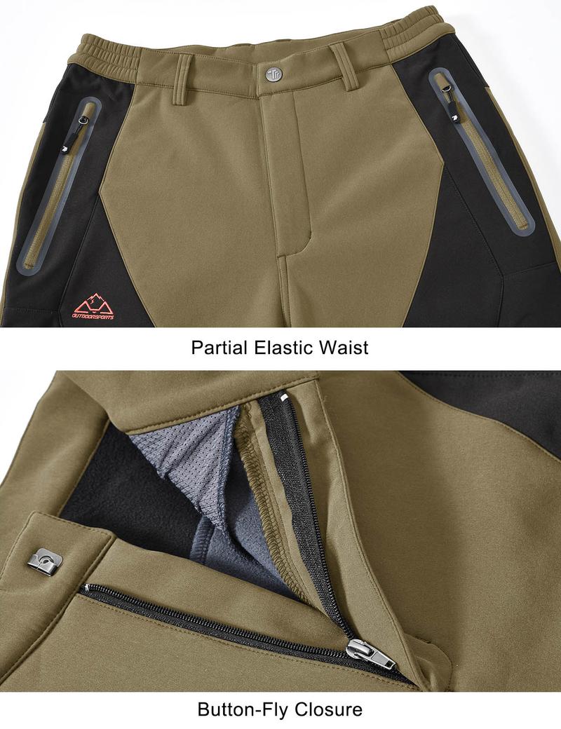TBMPOY Men's Skiing Pants Waterproof Windproof Fleece Lined Hiking Cargo Insulated Pants Winter Warm Snow Pants