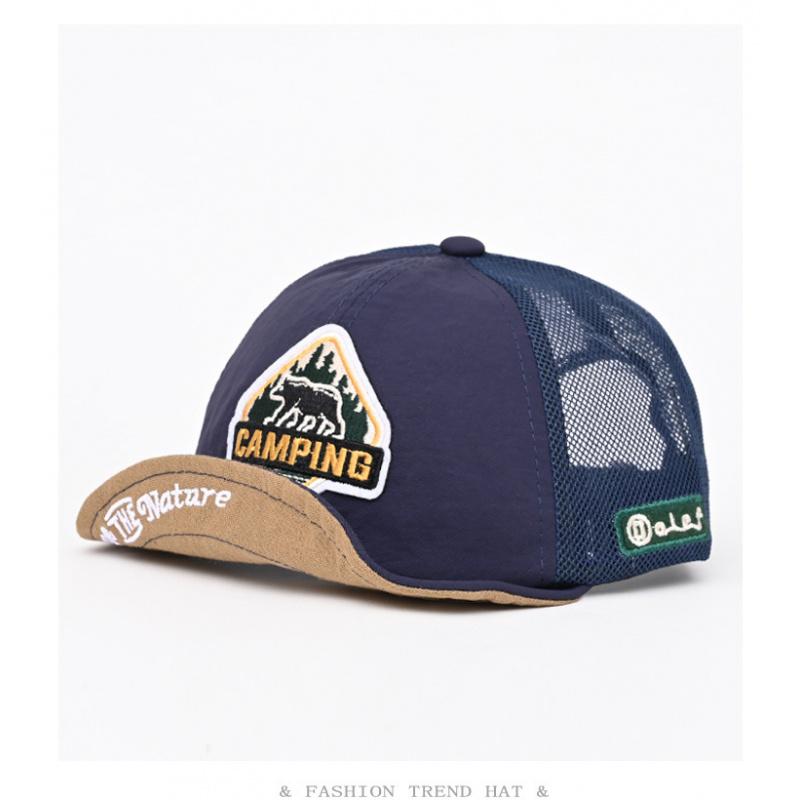 American retro style rolled brim short-brim mesh baseball cap for men and women, summer outdoor sunshade, quick-dry, breathable, sun-protective, soft-brimmed baseball cap