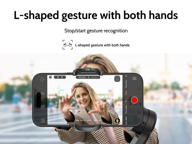 AOCHUAN Gimbal Stabilizer for Smartphone, 3-Axis iPhone Gimbal, Portable Gimbal w/OLED Display for iPhone/Andriod, Gimbal stabilizer, Phone Gimbal stand with Face/Object Tracking for Tiktok Youtube, long-short video, Vlog-Smart X Pro black