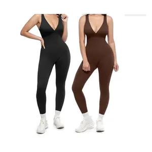 Deep V Shapewear with Chest Support Breathable High-Waisted Tummy Control Jumpsuit