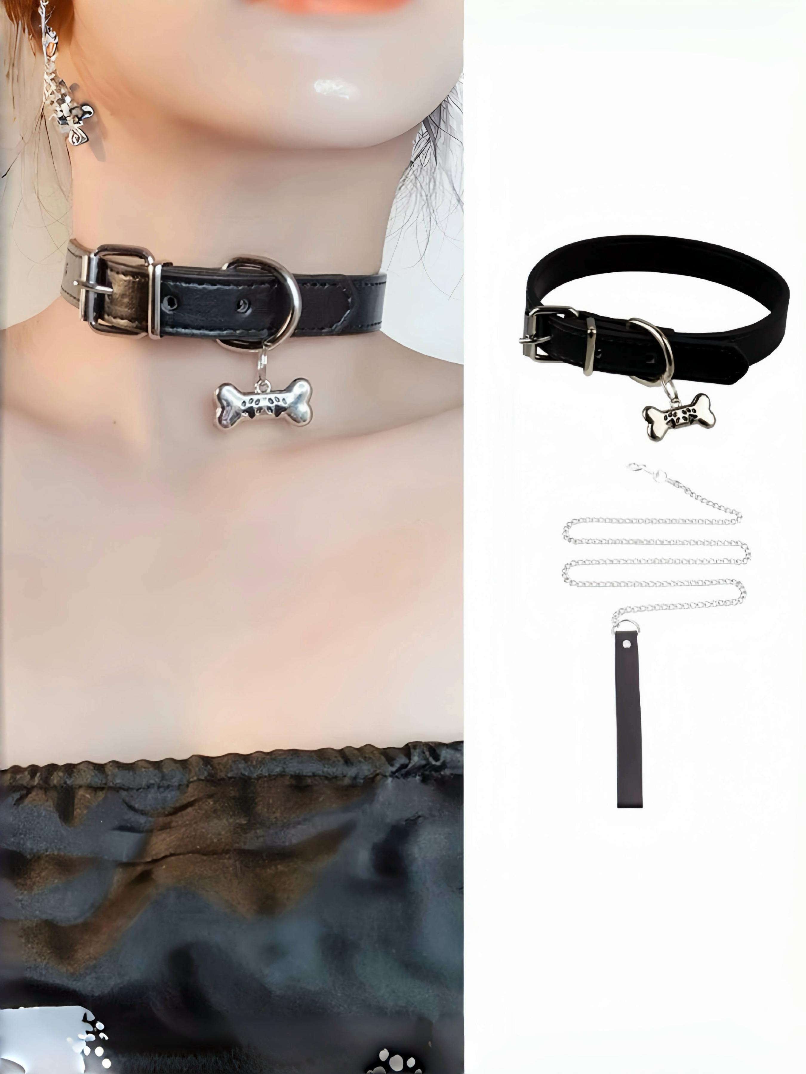 Y2K Style Bone Shaped Choker Necklace, Sweet Cool Design, Unique Bone Shape, Party & Special Occasion Wear, Artificial Leather Material, All Seasons