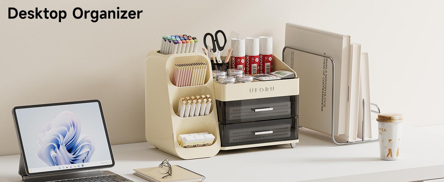 UFORU Large Capacity Makeup Storage Box, Multi-functional Makeup Brush Lipstick Eyebrow PencilPocket Mirror Storage Box, Desktop MakeupOrganizer for Home & Travel, Makeup Box,Cosmetics Organizer Storage, Accessory Drawer, Gift, jewelry organizer