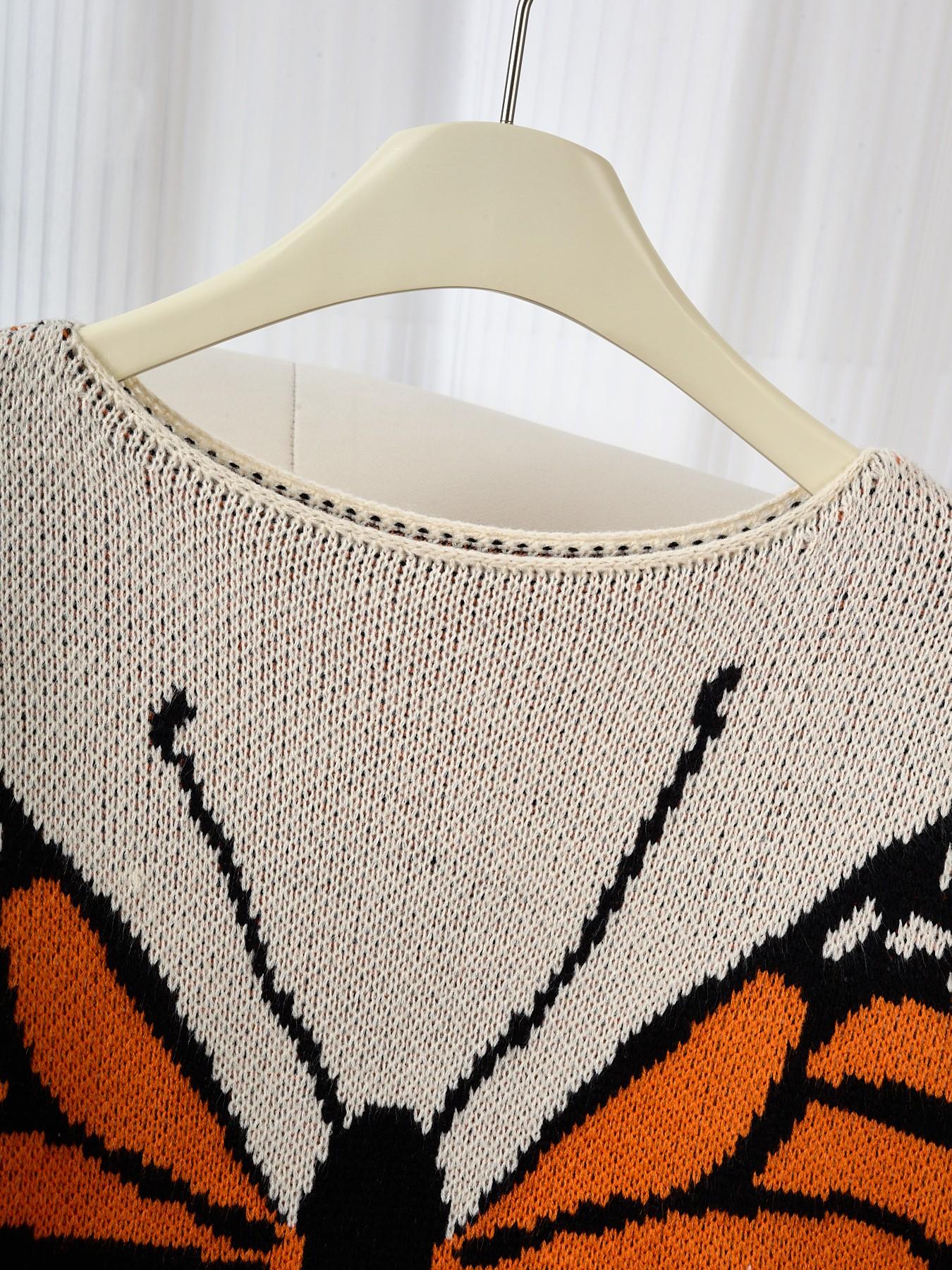 Vintage Butterfly Knit Pullover for Women, Unique Design Outerwear, Casual Loose-Fitting Top, Spring & Fall, Acrylic Material Knitwear