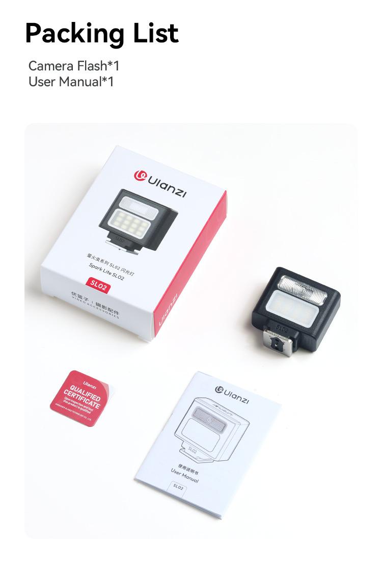 Ulanzi SL01/SL02/SL03 Mini Camera Flash Light SpeedLite GN8 6500K for Canon Sony ZV-1 Nikon Fuji Camera DSLR Vlog Live Outdoor Photography