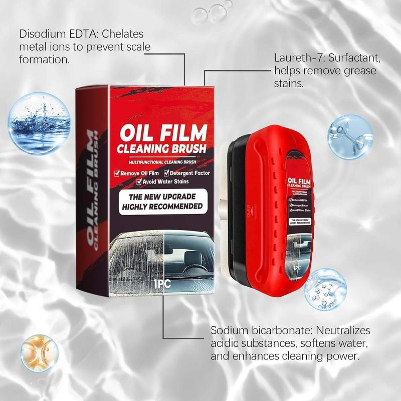 Oil Film Cleaning Brush for Car Windows Glass Cleaner with Anti-Fog Feature & Effective Oil Film Remover for Windshield & Window Cleaning