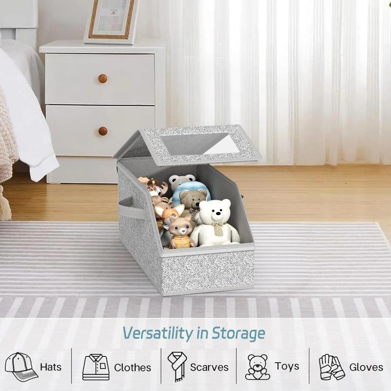 Stackable Baseball Cap Storage Box, Holds Up to 24 Hats – Durable Foldable Cardboard Organizer, Large Capacity Hat & Toy Storage Solution, Versatile Home & Bedroom Organizer, Dustproof, Space Saving