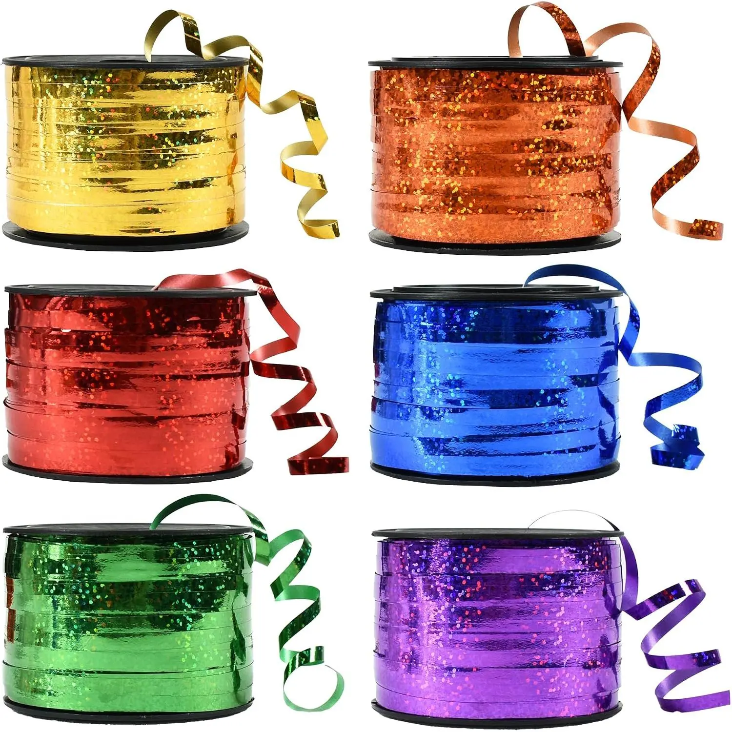 6 Assorted Colors Curling Ribbons Balloon String Ribbons - Rainbow Balloons 6 Rolls for Gift Warppping Birthday Easter Party Decorations
