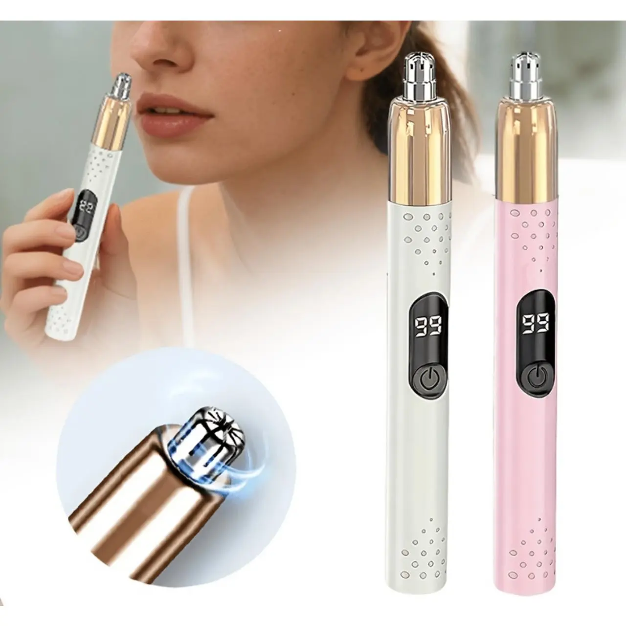 Portable Electric Nose Eyebrow Ear Facial Hair Trimmer for Men Women, Professional Painless No Pulling Comfort Compact USB Rechargeable Nose Hair Shaver Razor Clipper Removal Tool, Husband Gift for Birthday Halloween Christmas, Travel, Easy to Clean