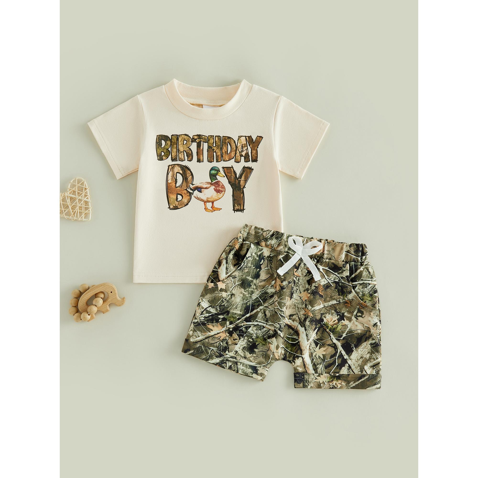 Toddler Baby Little Boy Birthday Outfit Letter Deer Print Short Sleeve Tops and Shorts Set 1-5 Years Toddler Baby Little Boy Birthday Outfit Letter Deer Print Short Sleeve Tops and Shorts Set 1-5 Years