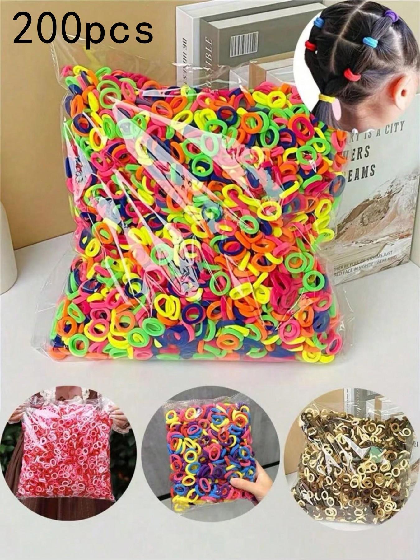 200pcs Pack Small Size Multicolor Spandex Hair Ties, Cute Casual Elastic Rubber Bands for Ponytail, Ponytail Holders, All Seasons Hair Accessories