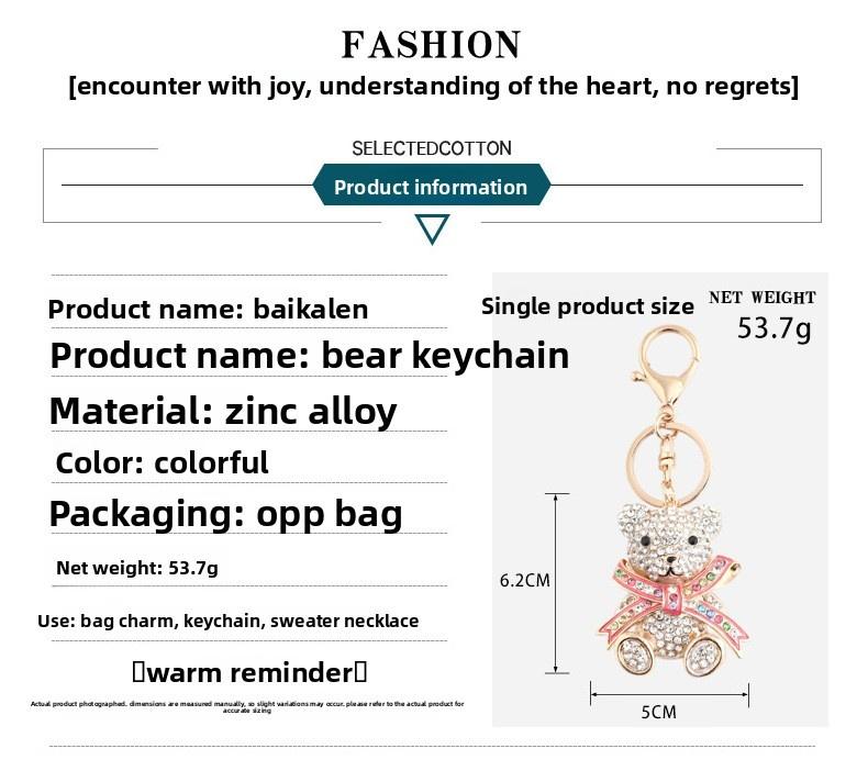 Bling Rhinestone Teddy Bear Car Mirror Hanging Ornament, Luxury Crystal Bowknot Animal Vehicle Charm, Aesthetic Coquette Girly Auto Interior Decoration, Fully Encrusted Bear Keyring Pendant Hanger Gift