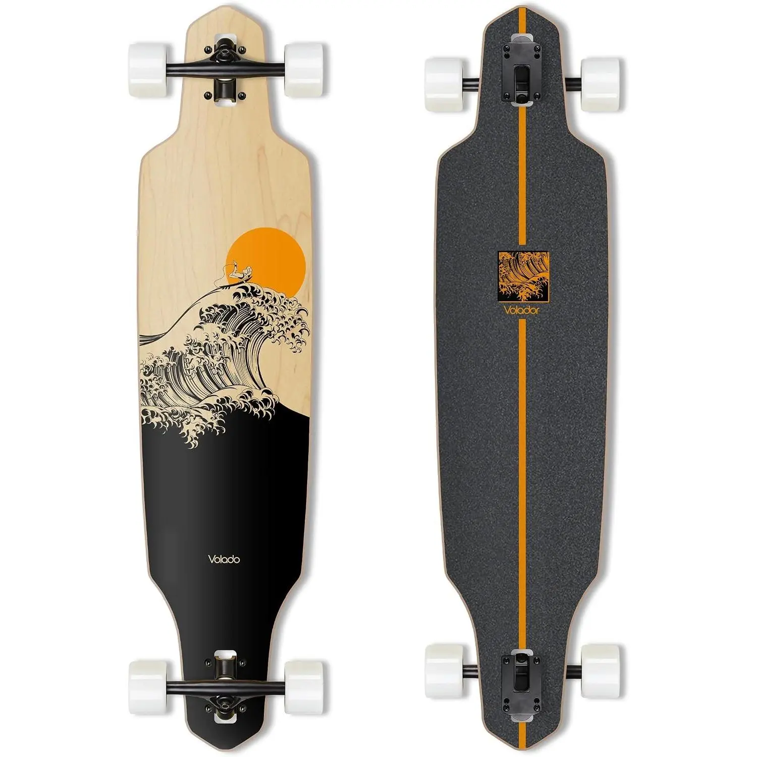 Urban Freeride Pro 40inch Longboard Cruiser - Canadian Maple Wood Deck & Forged Reverse Kingpin Trucks - Drop Through Complete Setup for Commuting