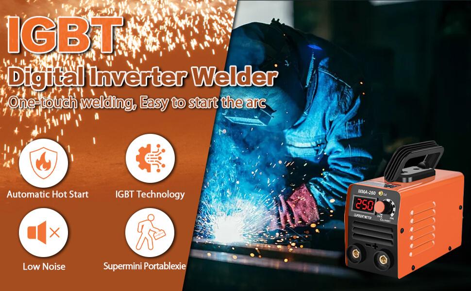 GNI Super Mini Stick Welder Machine,110V 250A ARC Portable MMA Welding Machine for Beginners,Welding Machine with 10pcs Welding Rod Tools,IGBT Inverter Welder,Hot Start Arc Force Anti-stick (Orange)