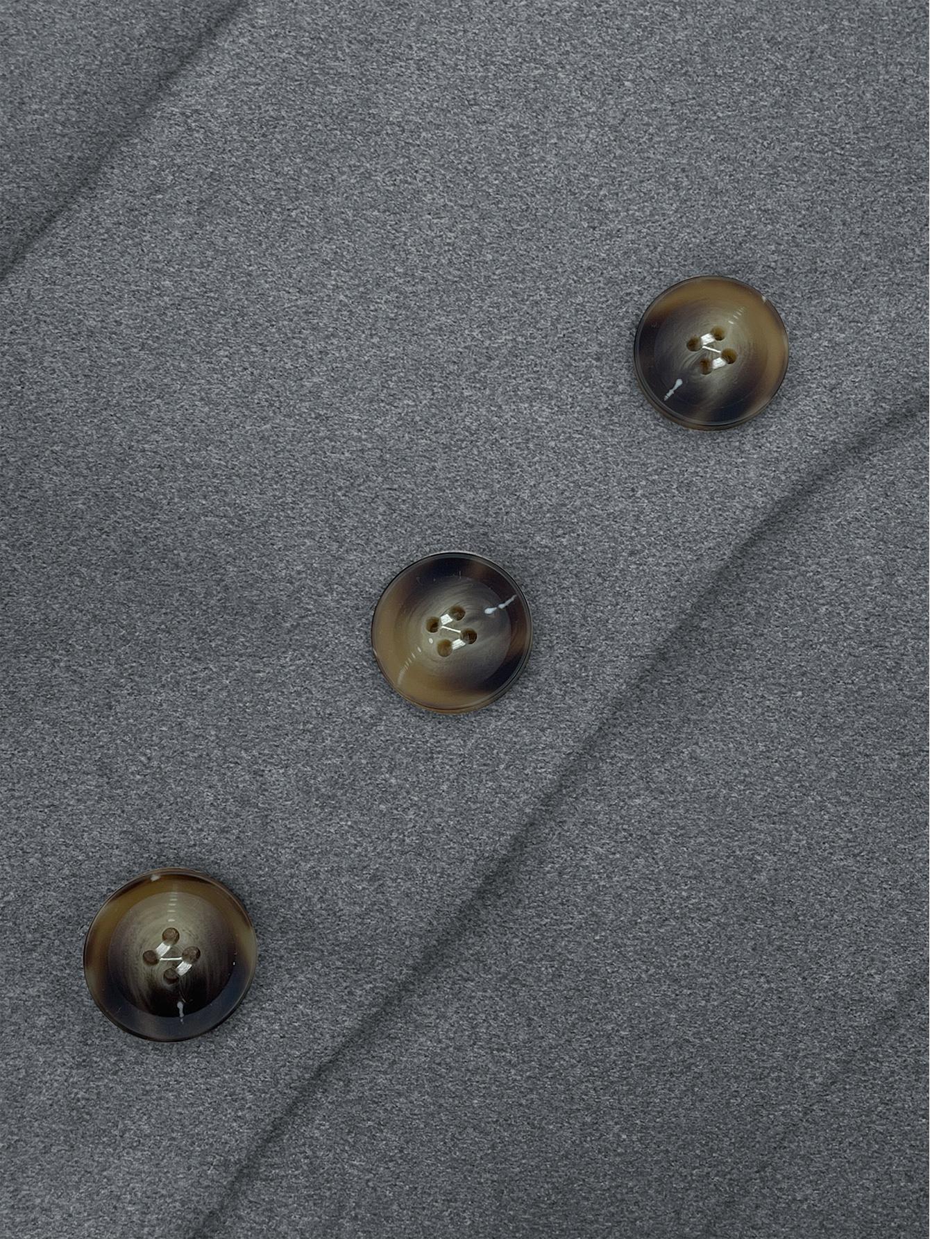 Elegant Fashion Women's Mid-Length Solid Color Slim Fit Coat, Stylish Collar Design with Button Closure Jackets for Autumn & Winter, Solid Buttons Jacket