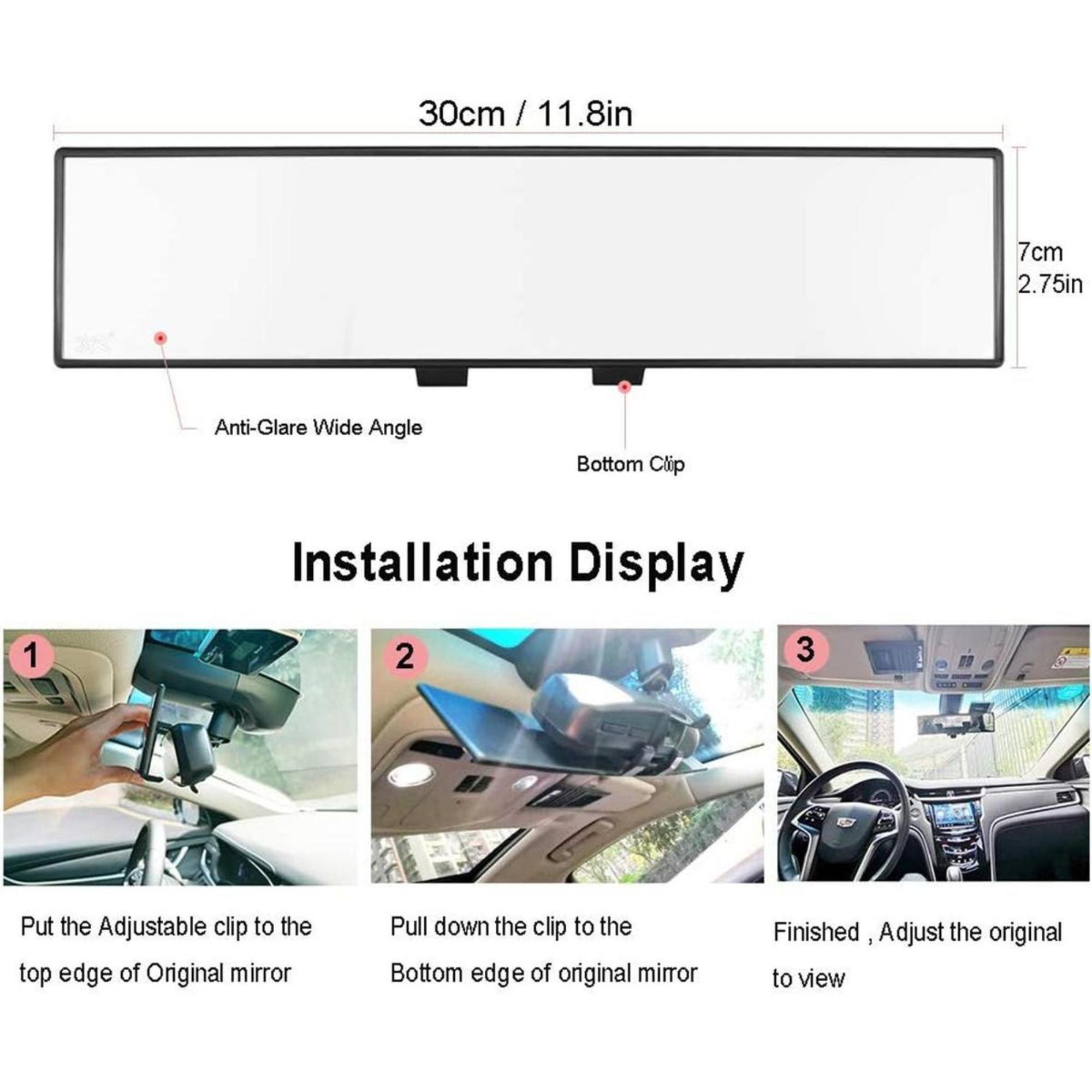 Universal 11.81 Inch Panoramic Convex Rearview Mirror, Car Dashboard Wide Angle Mirror, Automotive Accessory for Suvs and Trucks