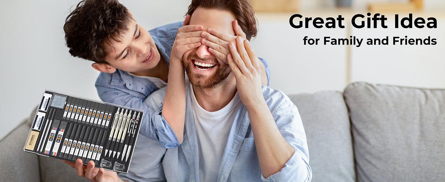 STAGEEK 37PCS Art Mechanical Pencil Set, Drafting Pencil 5 Sizes- 0.3, 0.5, 0.7, 0.9MM & 2PCS 2.0MM Mechanical Drawing Pencils with 492PCS Leads (6B 4B 2B HB 2H 4H Color) for Artist Sketching Drawing&Ballpoint Pen for Student Stationary College Essentials