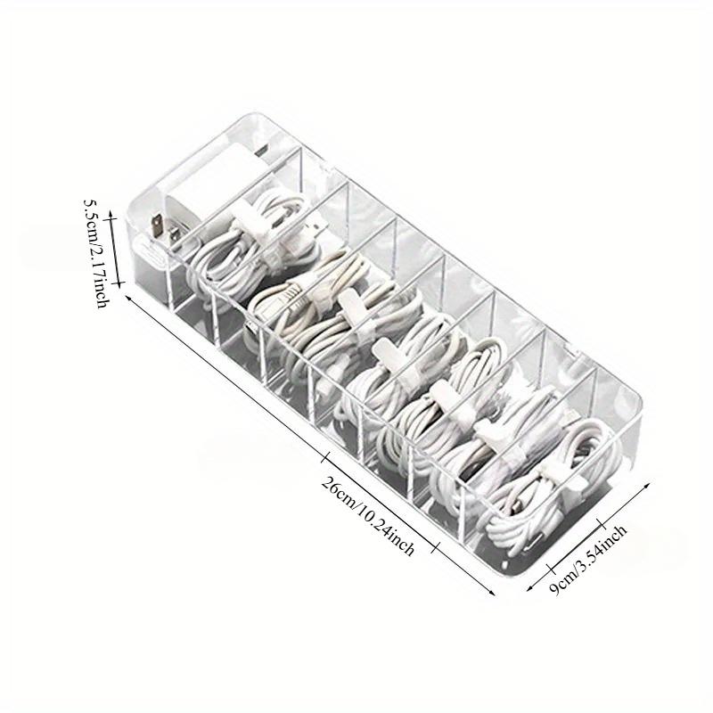 Multifunctional Headset Data Charging Line Cable Storage Box Transparent Plastic Data Line Storage Container for Desk Stationery Cable Organizer
