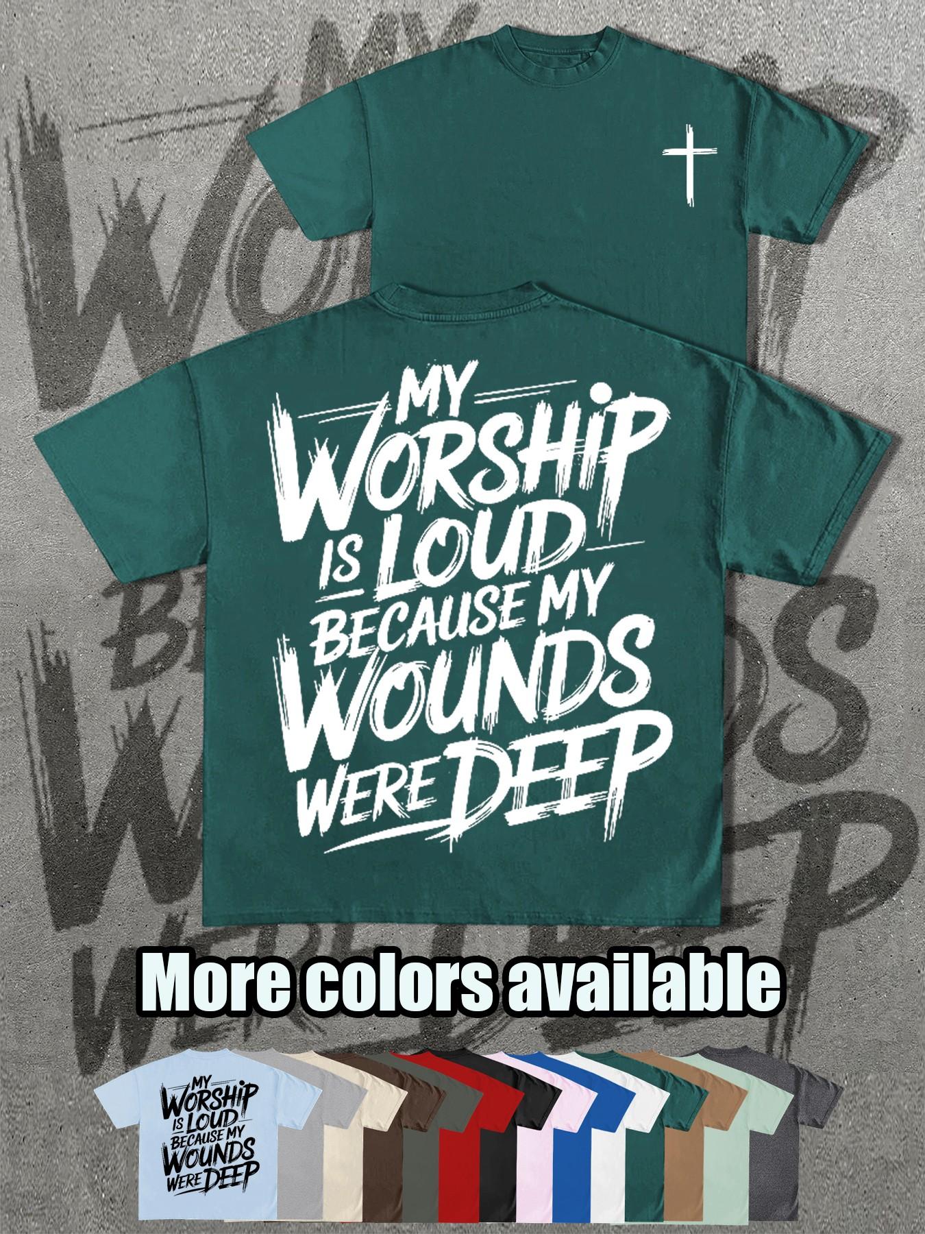Christian Faith Theme T-Shirt, My Worship Is Loud Cross Print Short Sleeve, Loose Fit, Casual Long Top, Perfect Christian Gift