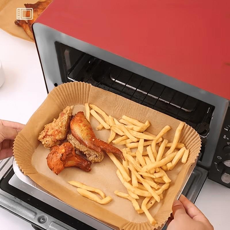 150 Pcs Non-Stick Air Fryer Liners, Rectangular Air Fryer Paper, Multifunctional for Baking, Roasting, Microwave, Home & Commercial Use