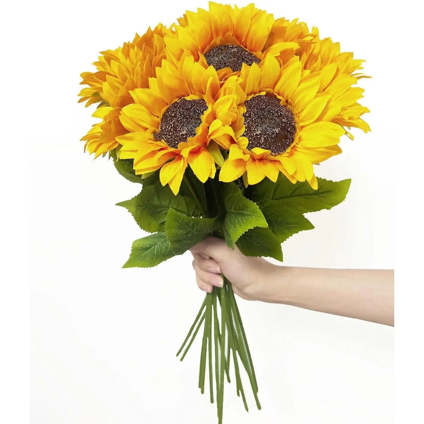 10PCS Silk Artificial Sunflowers with Long Stems, Fake Sunflower Bouquet for Home Table Centerpiece, Wedding Fall Decor, DIY Floral ArrangementGift