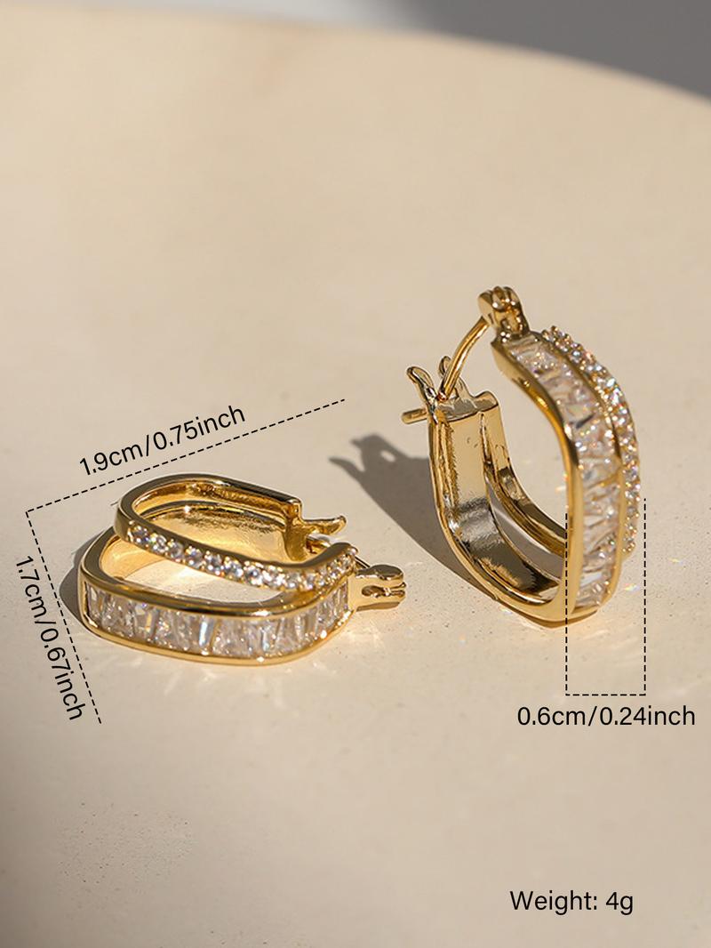 Elegant Artificial Zircon Decor Earrings, Fashionable Jewelry for Women, Trendy All-match & Exquisite Jewelry for Birthday Gift, Fashion Jewelry Party