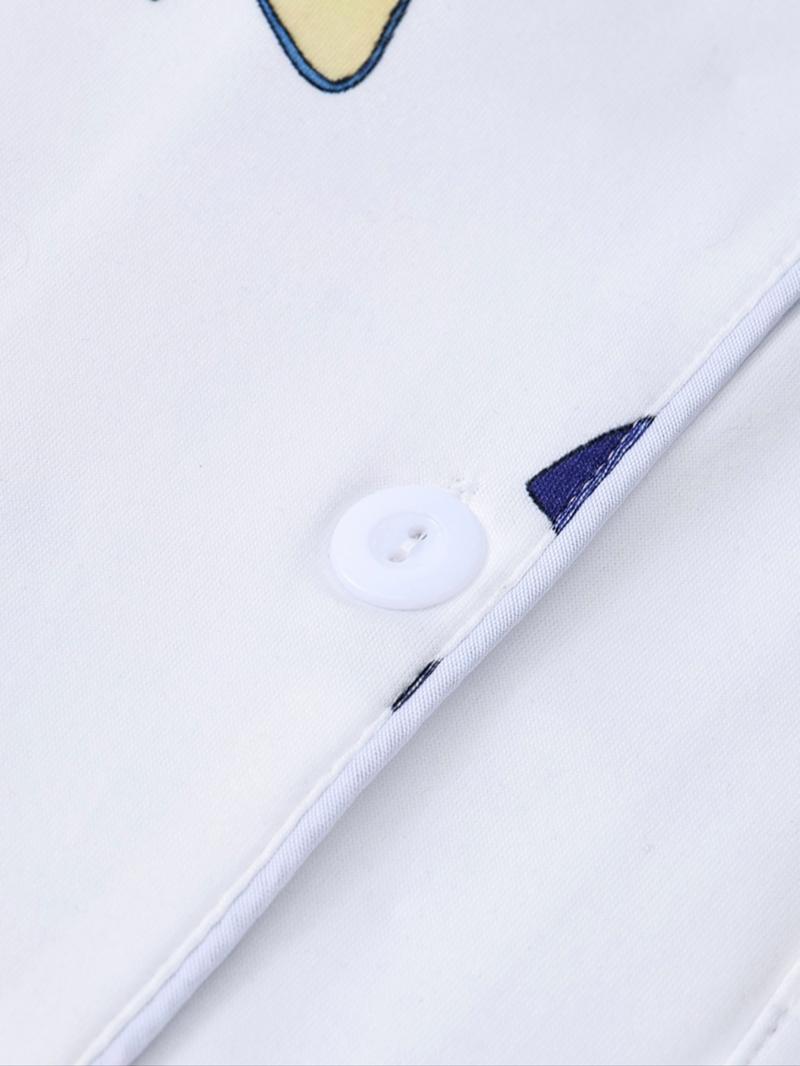 Women's Hamilton Music Print Pajama Set, Casual Comfy Pajama, Short Sleeve Shirt Collar with Buttons, Soft Comfortable Casual Homewear for All Seasons