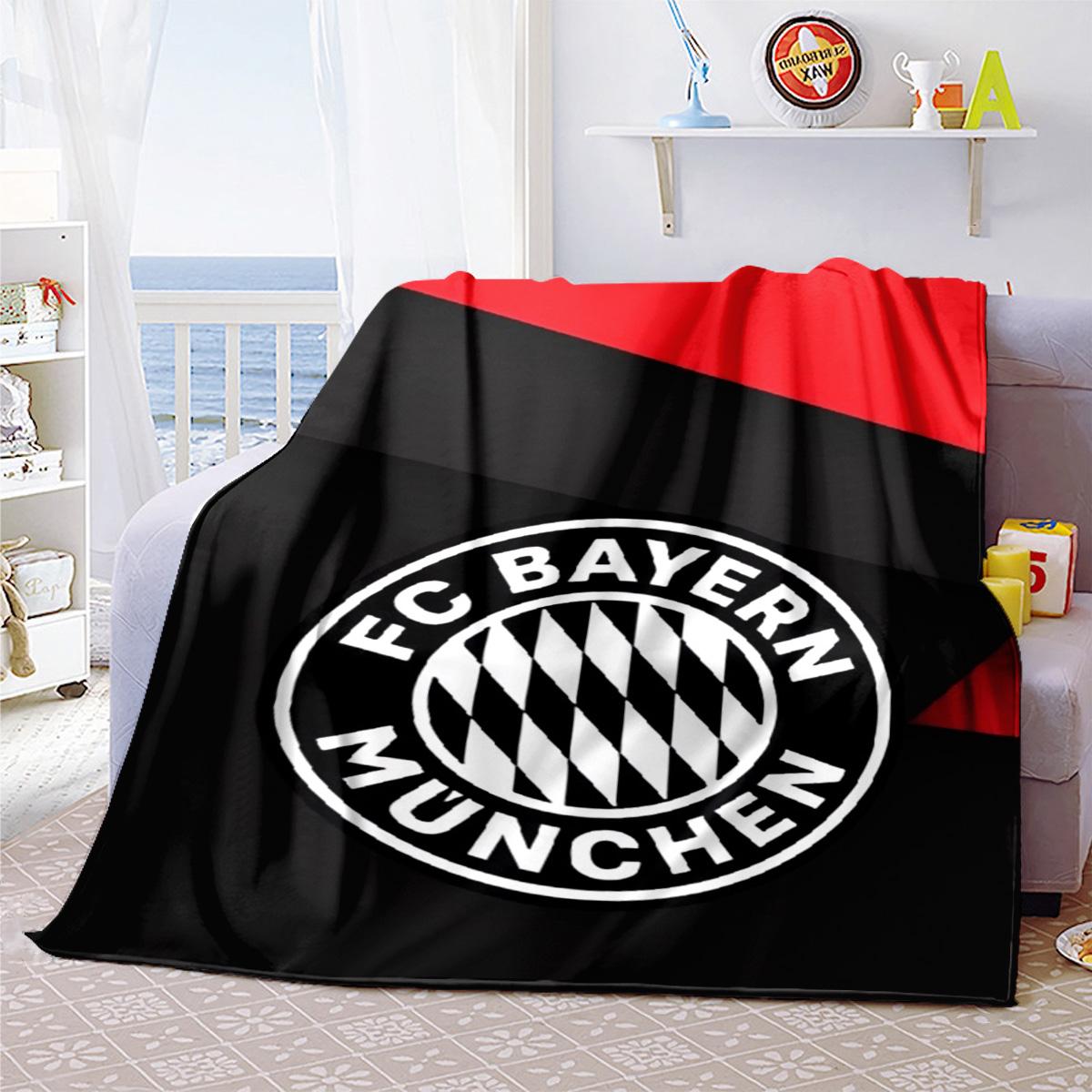 FC Bayern Munchen Printed Cute Cartoon Plush Blanket Suitable for All Seasons, Soft and Comfortable Sofa Mattress Office Outdoor Blanket Camping Travel Home Blanket Black Friday Christmas Gift C975