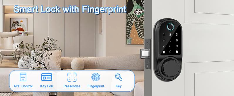 Smart Door Lock - Biometric Door Lock - 5 Entry Methods (Fingerprint/IC ...