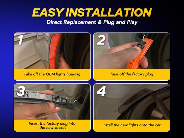 AUTOONE LED Side Marker Lights White for Dodge Charger 2015-2023, Smoked Lens Front & Rear Bumper Lights, High Brightness, IP67 Waterproof, Easy Install, OEM Compatible, 4PCS