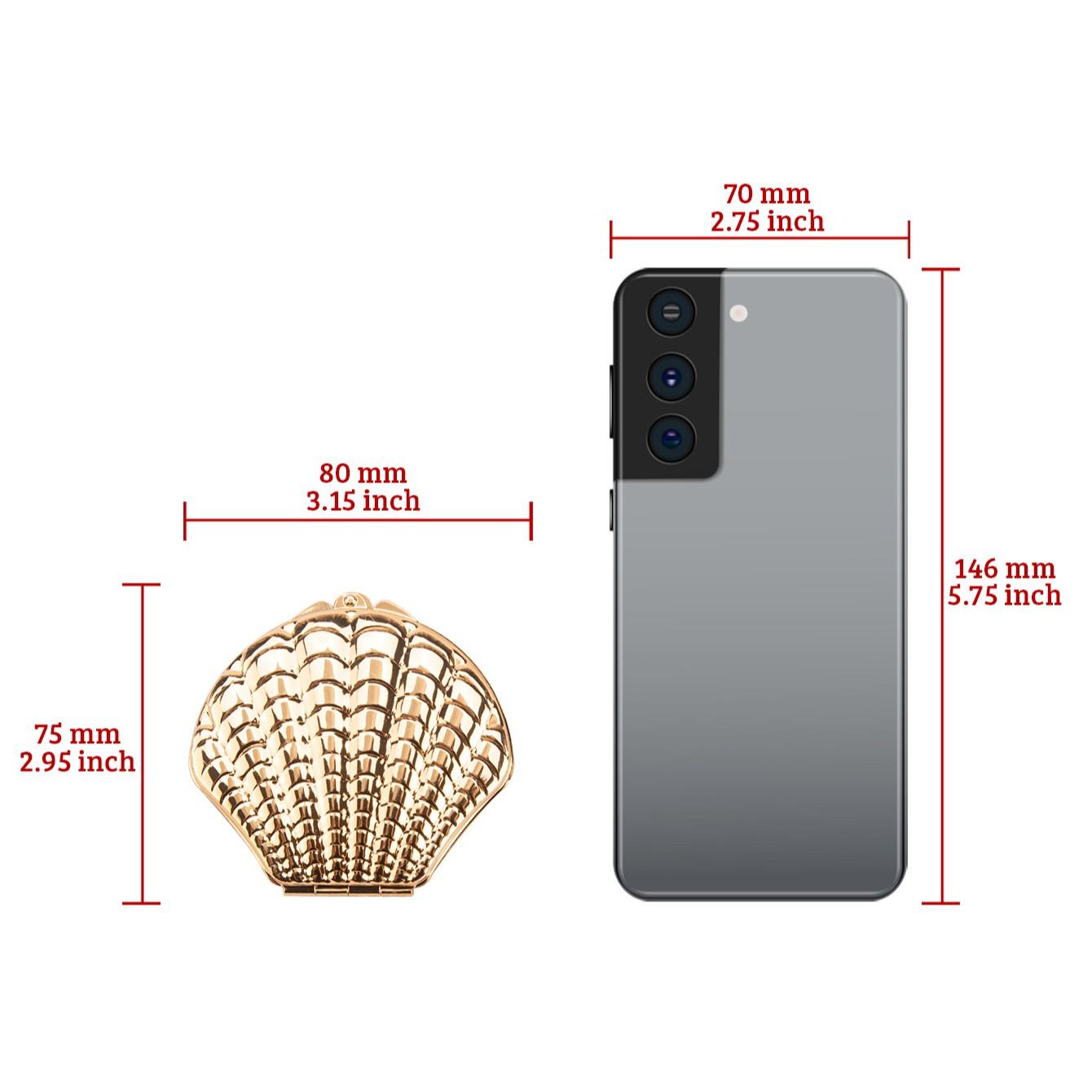 Shell Shape Dual-Sided Makeup Mirror, Silver Color Options, Portable Anti-Shock, Perfect Gift for Women, Ideal for Holidays