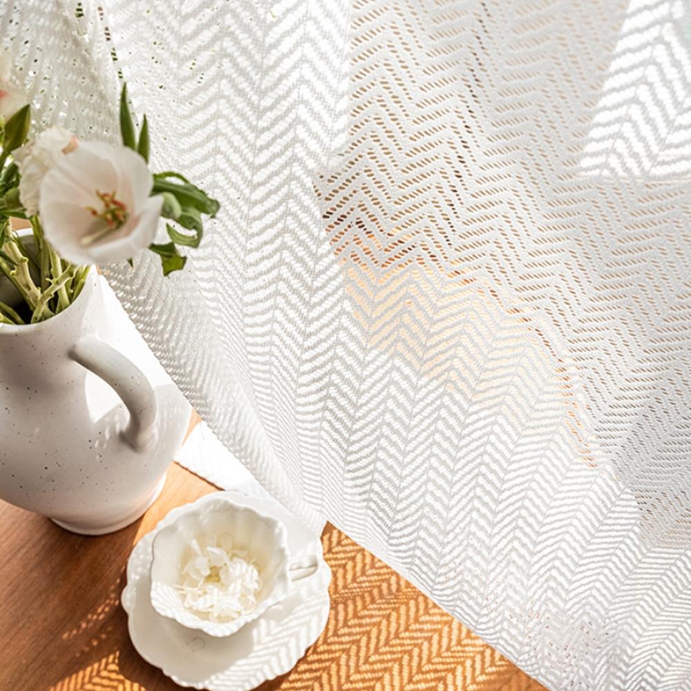 1pc Linen Style Korean Thick Herringbone Cotton Hemp Window Curtain, Vintage Living Room Bedroom Dormitory Light-Filtering Drape, Home Decoration Curtain