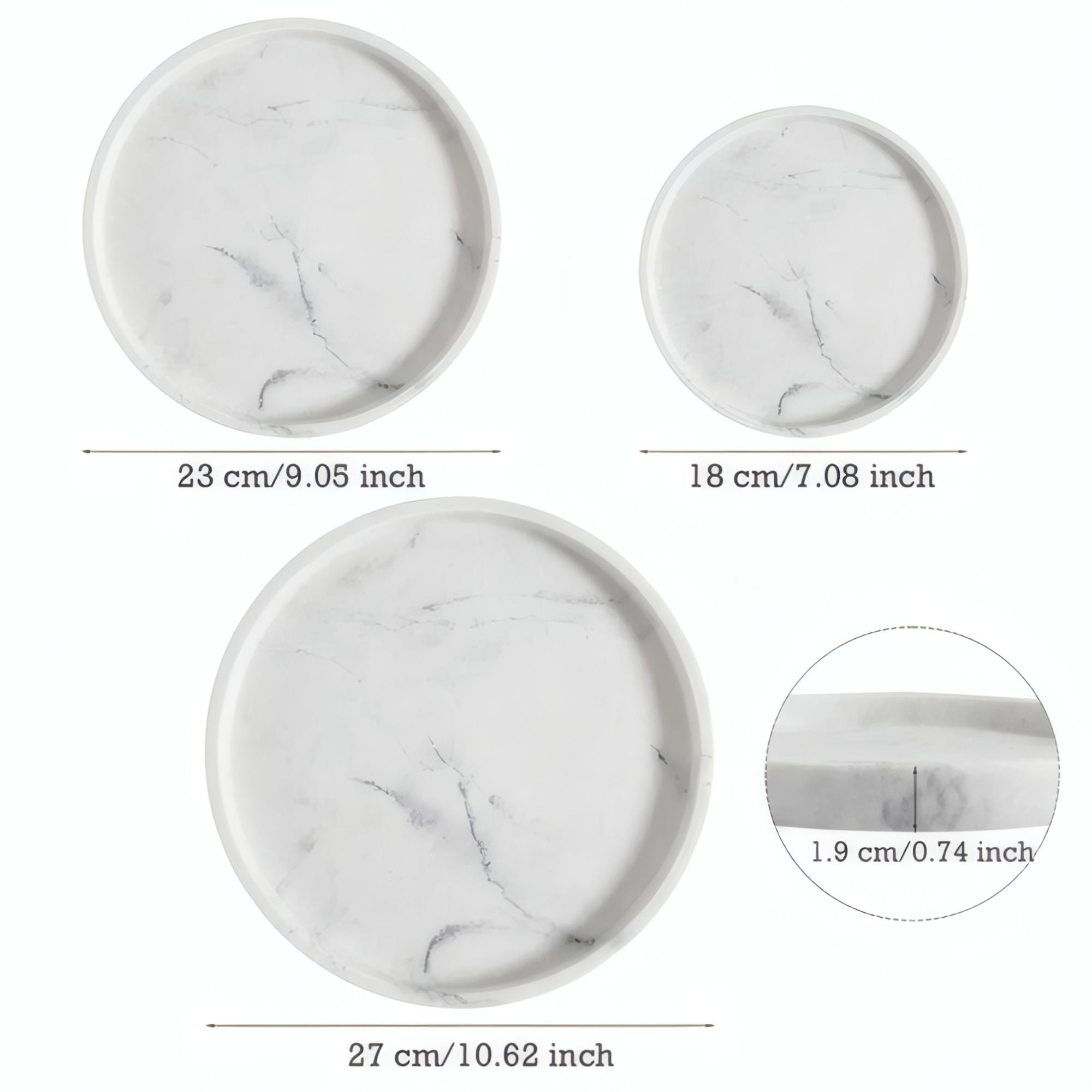 1 Set Marble Silicone Tray - Elegant Display for Perfume, Candles & Home Decor (S+M+L)
