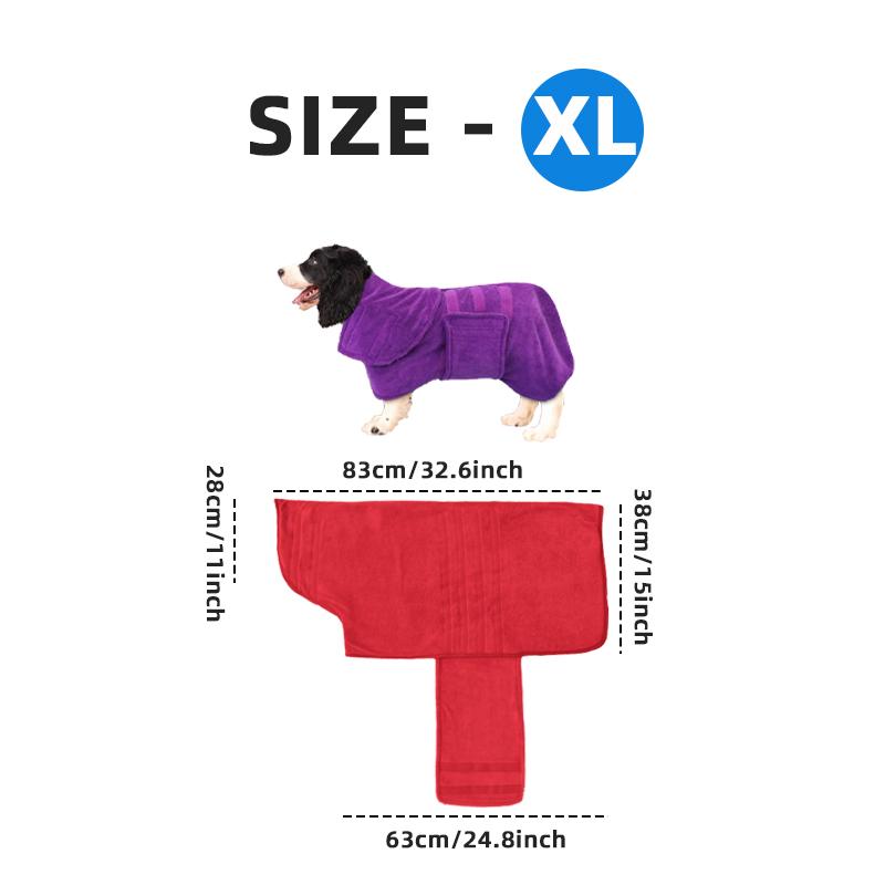 Soft Absorbent Pet Bath Robe - Adjustable Strap Grooming Towel for Dogs & Cats