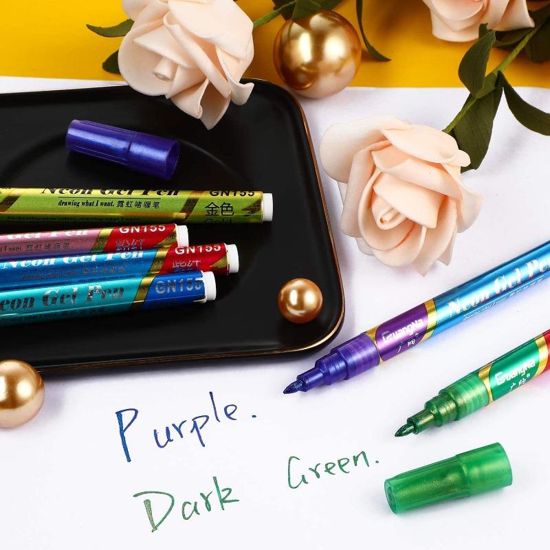 Guangna 12-color pastel hand account pen, color-changing gel glitter pen, fluorescent hand account pen, liquid highlight gel pen