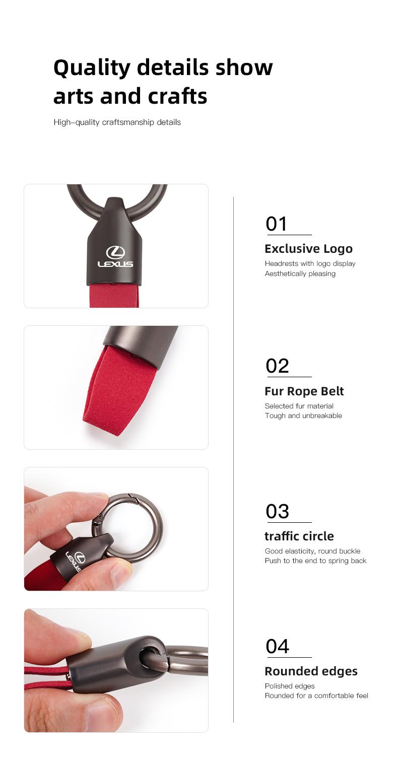 Zinc Alloy Leather Car Key Chain Strap Keyring For Lexus IS500 LS460 RC200 LM300 RX450 LX NX350h LC UX CT RZ450e RC300 GX400 GS200t GS300h LS600 RX300 TX LBX HS250