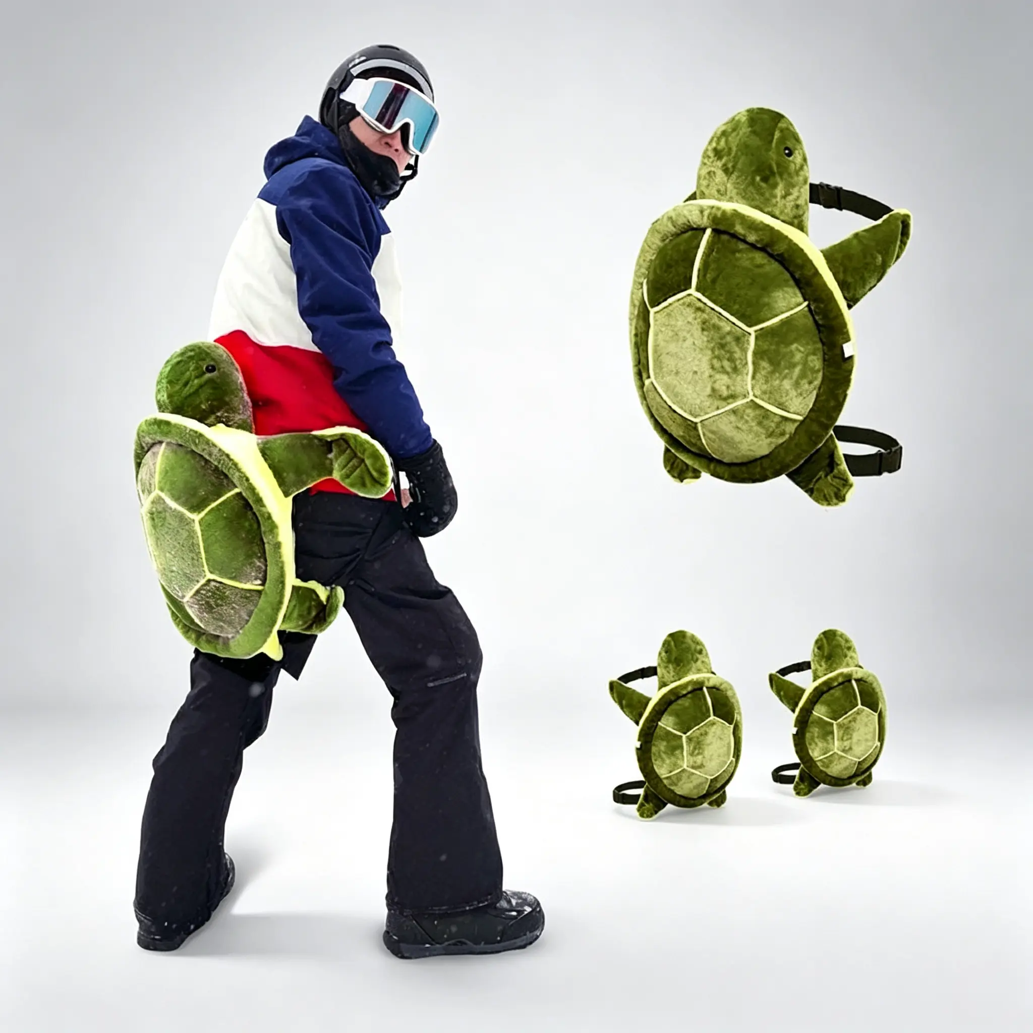 Cartoon Ski Protective Gear Set - Anti-Fall Knee Pads, Waterproof, Detachable Elbow Pads, Hip Guard, Little Turtle, For Skiing And Snowboarding