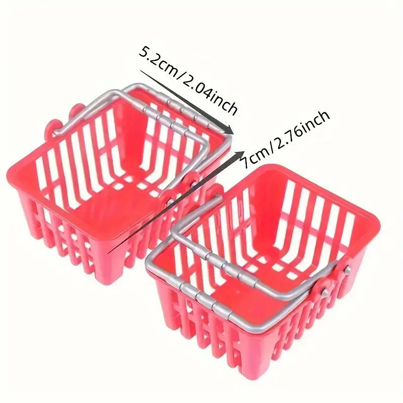 2pcs Mini shopping cart with double handles for display and storage Waterproof Storage Basket