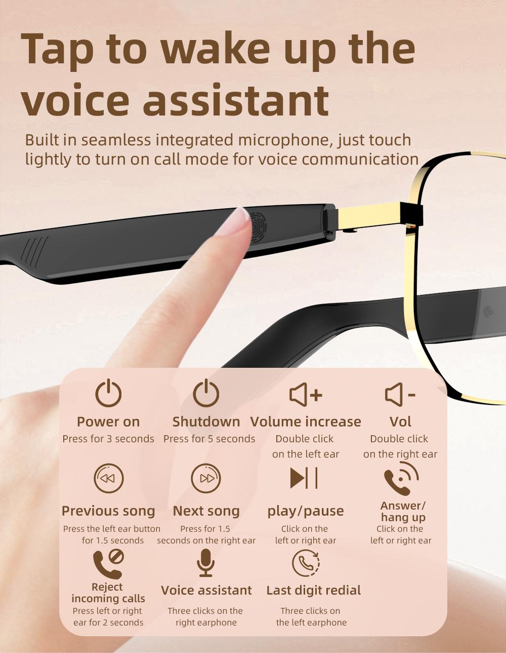 DVKIX  Smart Bluetooth 5.4 Sunglasses with Open-Ear Audio Blue Light Blocking UV Protection Waterproof for Outdoor Sports Daily Wear Electronic Gadgets,as a Christmas gift