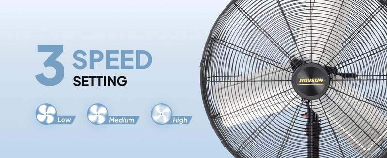 ROVSUN 18/20/24/30 Inch Industrial Wall Mounted Fan, Max 10600 CFM High Velocity Wall Mount Fan, Heavy Duty Fan w/ 3 Speed Settings, Aluminum Fan Blade & Dual Ball Bearing Motor,Wall Fan For Garage, Gym, Piano