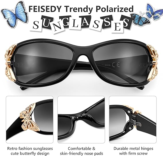 EyeconicFinds Women's Polarized Night Vision Glasses, Yellow Lens, Anti-glare, Safe Driving, B0103, Y2K Style, UV Protection, Sunglasses, B0078