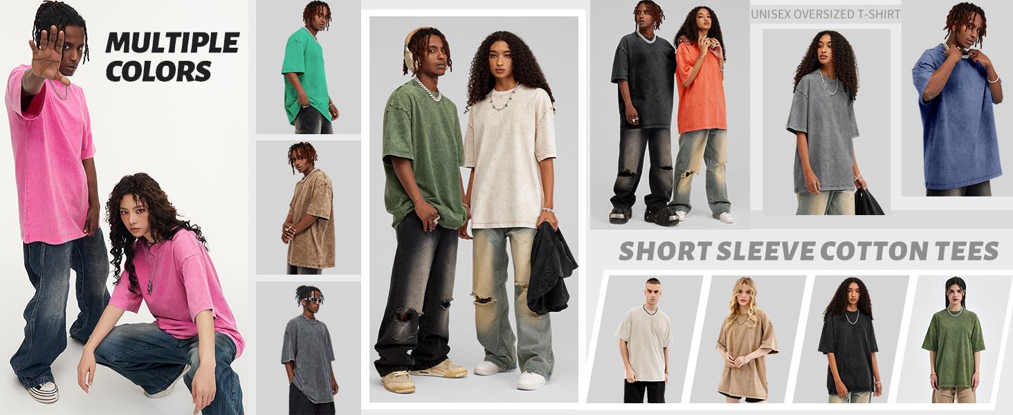 Yimoon Oversized Tshirts for Women Acid Wash Unisex Loose Fit Vintage Cotton Heavyweight T Shirts Baggy Tees Yimoon Oversized Tshirts for Women Acid Wash Unisex Loose Fit Vintage Cotton Heavyweight T Shirts Baggy Tees